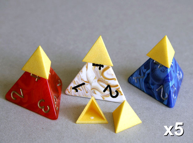 Tetrahedron Capstones (x5) in Yellow Processed Versatile Plastic
