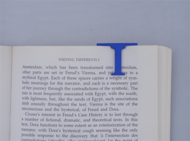 Bookmark Monogram. Initial / Letter I  in Blue Processed Versatile Plastic