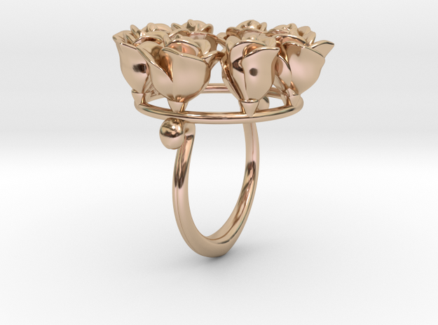 8 Roses in a circle.  in 14k Rose Gold Plated Brass