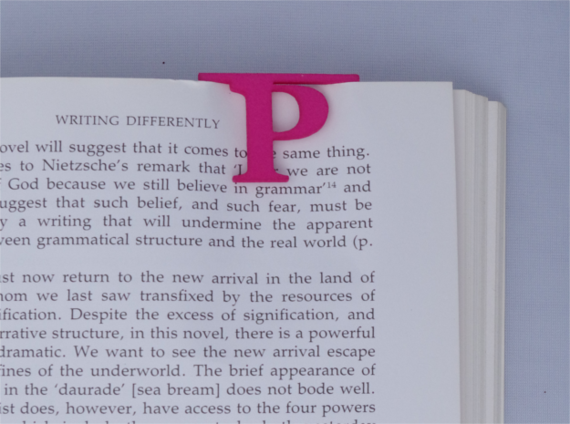 Bookmark Monogram. Initial / Letter P in Pink Processed Versatile Plastic