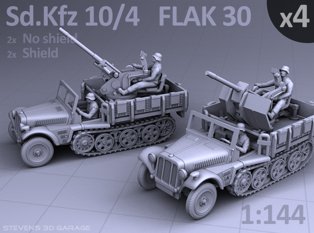 Sd.Kfz 10/4  FLAK 30  (4 pack) in Smooth Fine Detail Plastic