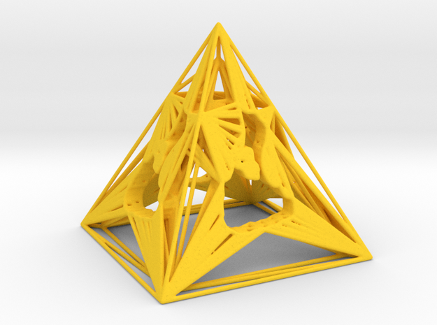 3D Printed Block Island Pyramid Tea Light in Yellow Processed Versatile Plastic