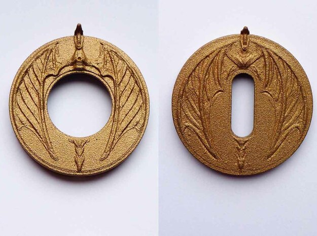 Escutcheon for dragon door handles - "Sentinel" in Polished Bronzed Silver Steel