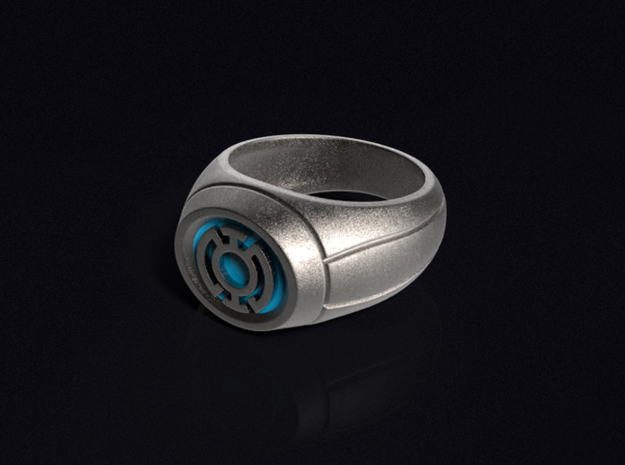 Blue Lantern Ring in Polished Bronzed Silver Steel