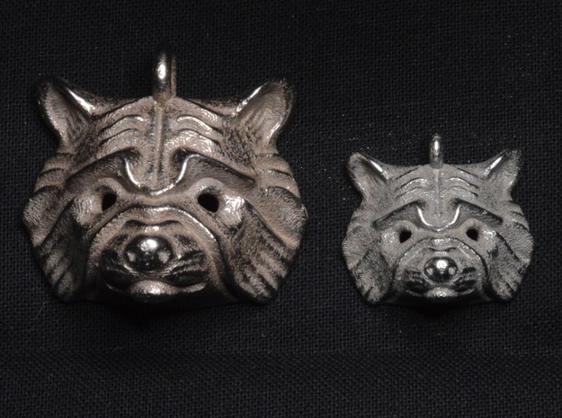 Raccoon Small Pendant in Polished Bronzed Silver Steel