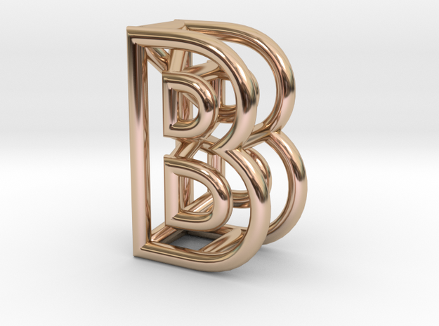 B in 14k Rose Gold Plated Brass