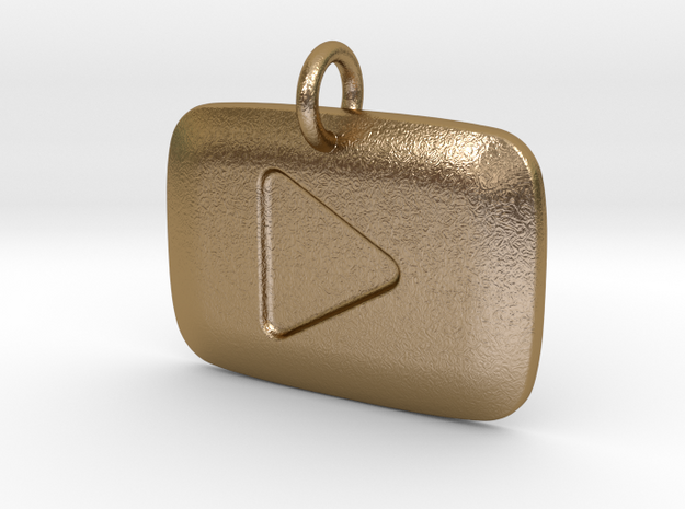 YouTube Play Button Pendant in Polished Gold Steel