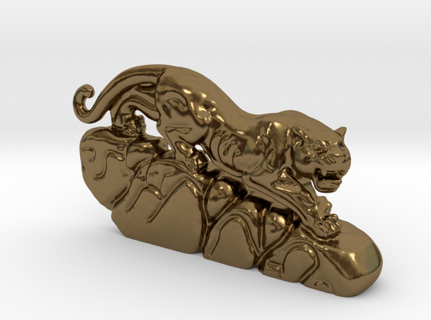Hunting Leopard in Polished Bronze