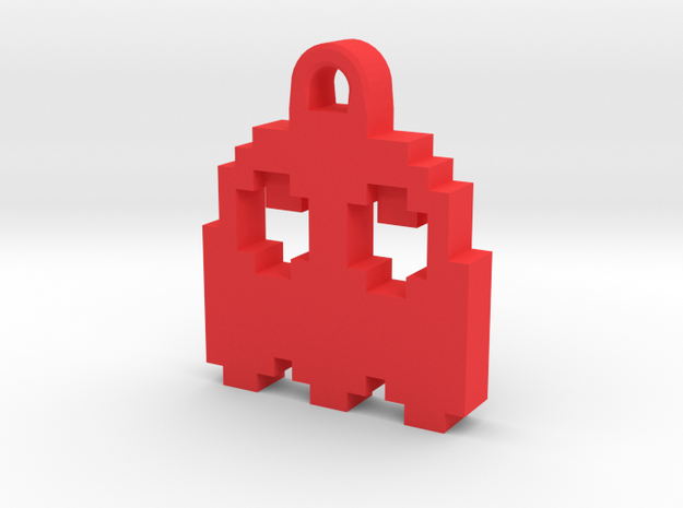Pac Man Ghost 8-bit Earring 2 (looks up) in Red Processed Versatile Plastic