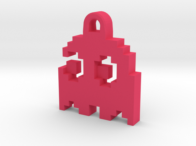 Pac Man Ghost 8-bit Earring 2 (looks left | moving in Pink Processed Versatile Plastic