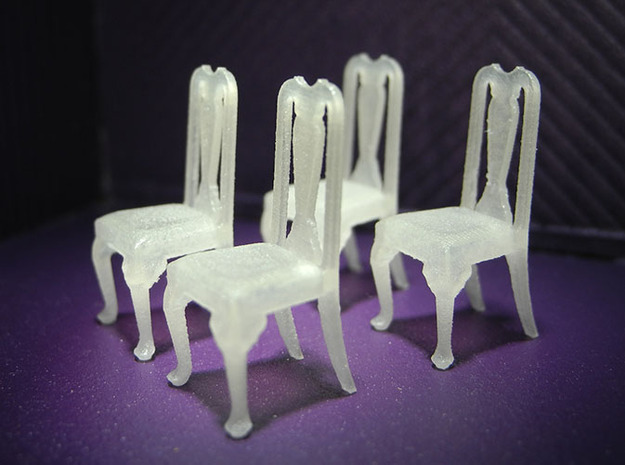 1:48 Queen Anne Chairs in Smooth Fine Detail Plastic