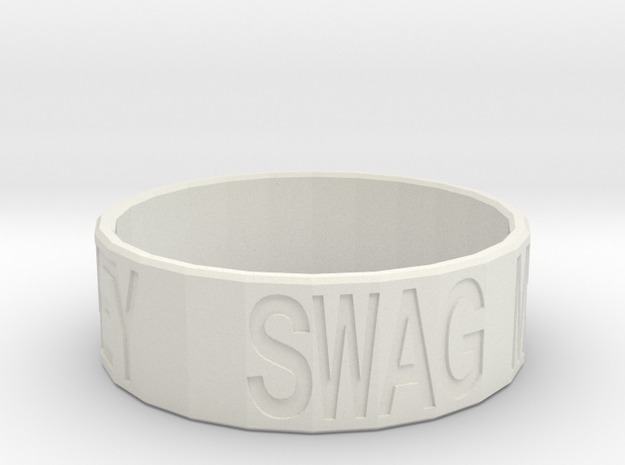 "Swag Money" Ring, 24mm diameter in White Natural Versatile Plastic