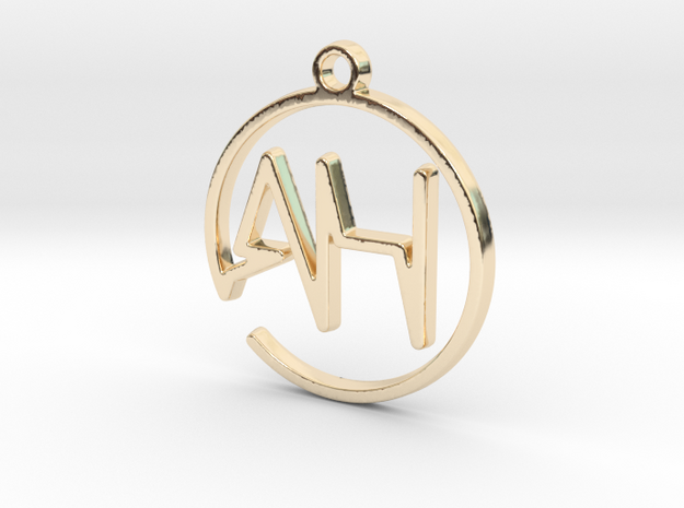 A & H Monogram Pendant in 14k Gold Plated Brass