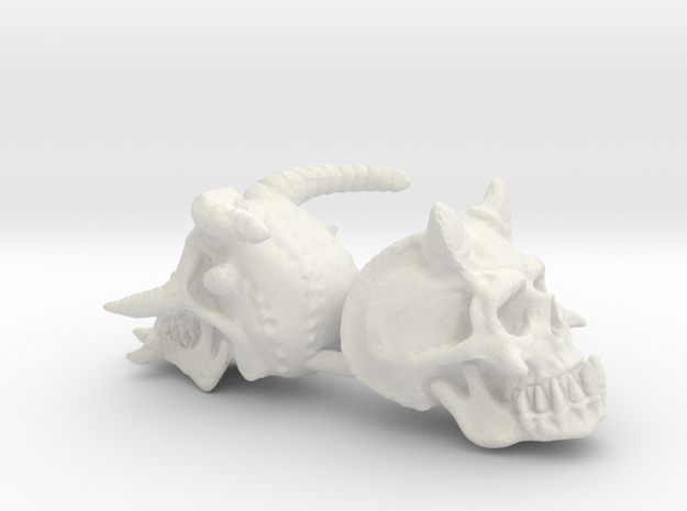  Demon Skulls X2 in White Natural Versatile Plastic