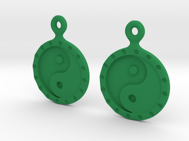 YinYang EarRings 1 - Pair - Plastic in Green Processed Versatile Plastic
