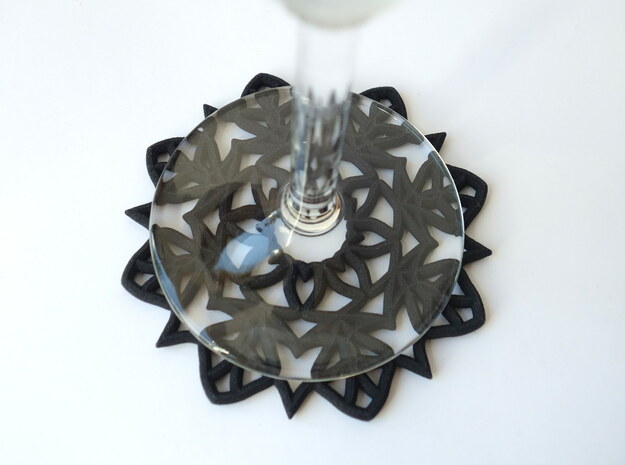 Mandala Coaster in Black Natural Versatile Plastic