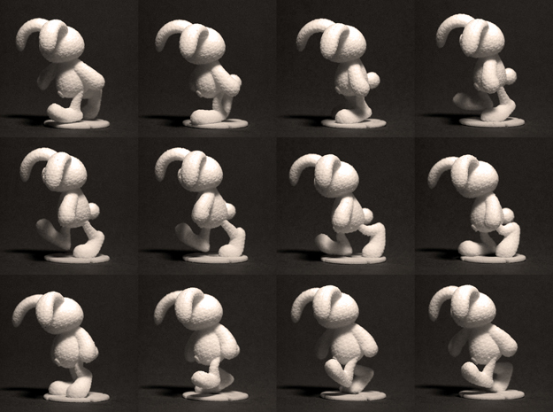 Rabbit Zoetrope Walk Sequence in White Natural Versatile Plastic