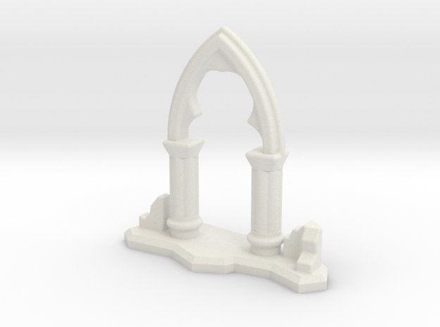 6mm Scale Gothic Arch Ruin in White Natural Versatile Plastic