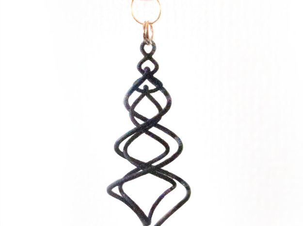 Earring_Spiral_Ito in Black Natural Versatile Plastic