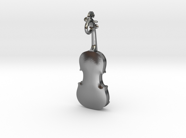 Violin Pendant in Polished Silver