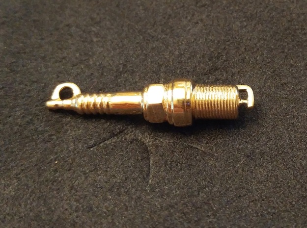 Mini Spark Plug Pendant in Natural Brass