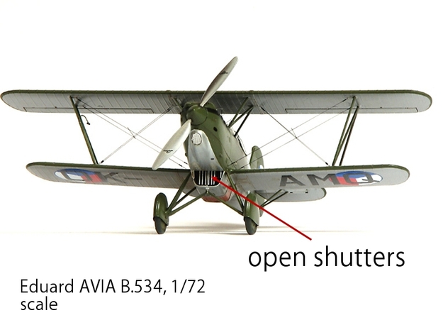 Avia B.534 liquid cooler, holder for open shutters in Smoothest Fine Detail Plastic