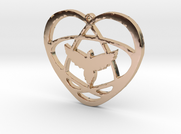 Atom Star Heart Bird 32x2mm Pendant in 14k Rose Gold Plated Brass