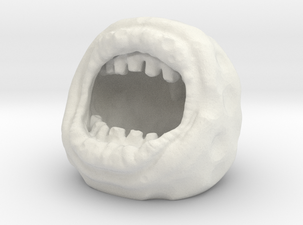 Mutant Mouth Moon Golf Ball Creature in White Natural Versatile Plastic