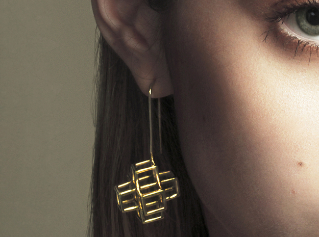 STRUCTURE Nº 2 EARRINGS in 14k Gold Plated Brass