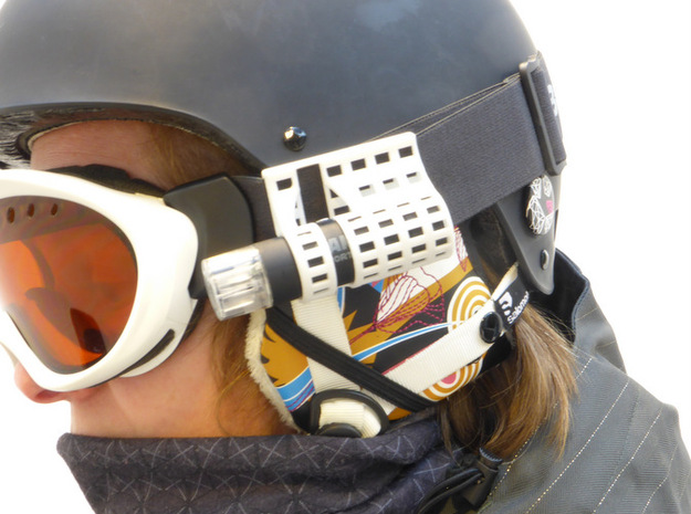 Camsports: mount for skigoggles in White Natural Versatile Plastic