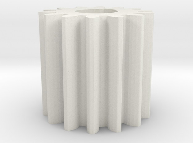 Cylindrical gear Mn=1 Z=14 AP20° Beta0° b=15 HoleØ in White Natural Versatile Plastic