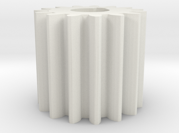 Cylindrical gear Mn=1 Z=15 AP20° Beta0° b=15 HoleØ in White Natural Versatile Plastic