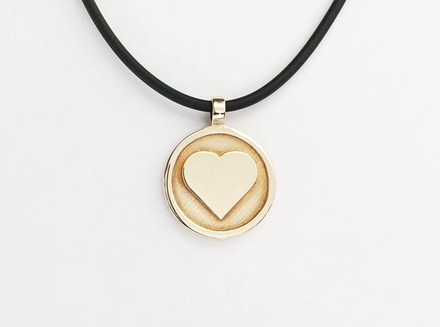 Personalized Heart Pendant - Say "I Love You"  in Polished Brass