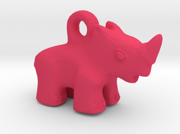 Baby Rhino Pendant in Pink Processed Versatile Plastic