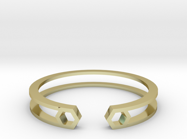 HH Bracelet Sharp, Medium Size, 65mm. Minimalistic in 18k Gold Plated Brass: Medium