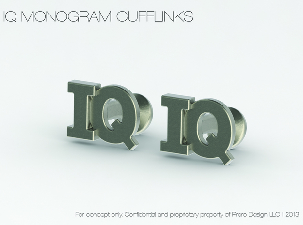 Monogram Cufflinks IQ in Polished Silver