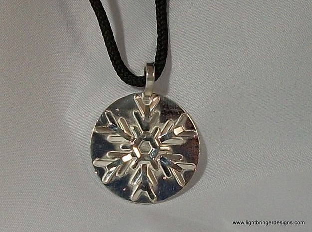 Snowflake Pendant (with base) in Polished Silver