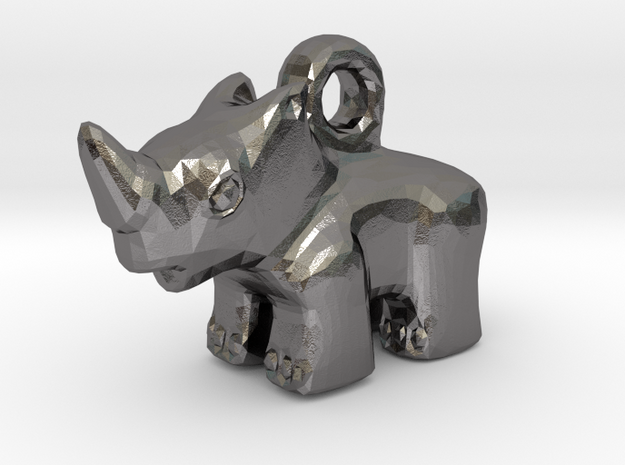Baby Rhino Pendant in Polished Nickel Steel
