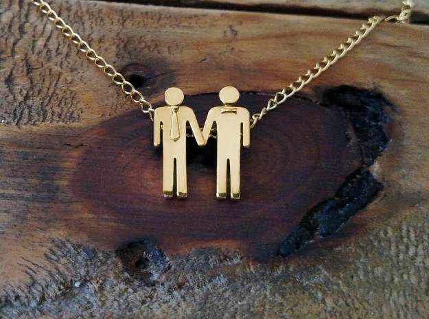 Man Loves Man Pendant - Love is Love Collection in Polished Brass