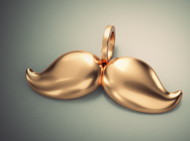 Mustache Pendant v5 in Polished Brass