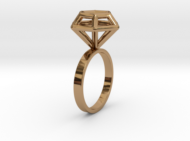 Wireframe Diamond Ring (size 6) in Polished Brass