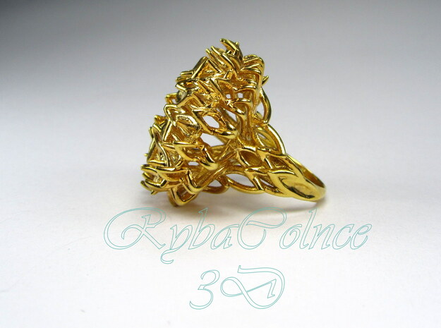 Ring The Thistle/ size 9 1/2 US (19.4 mm) in 14k Gold Plated Brass