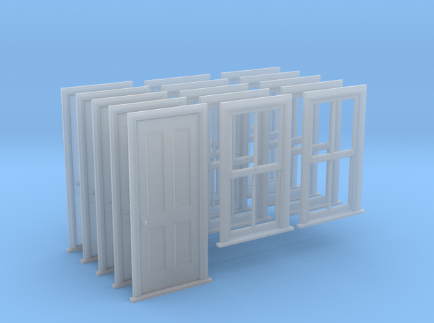 HO Scale Bunkhouse Door And Windows 5 Sets in Smooth Fine Detail Plastic