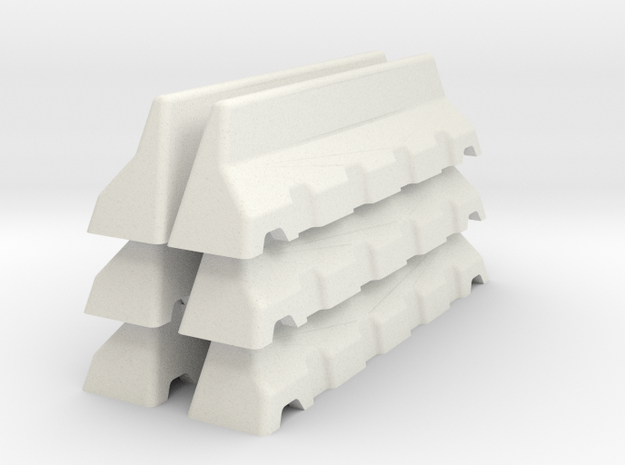 Concrete Road Block X 6 (Short) in White Natural Versatile Plastic