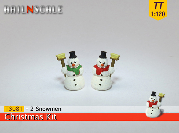 2 Snowmen (TT 1:120) in Smooth Fine Detail Plastic