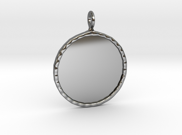 Mirror Charm in Fine Detail Polished Silver