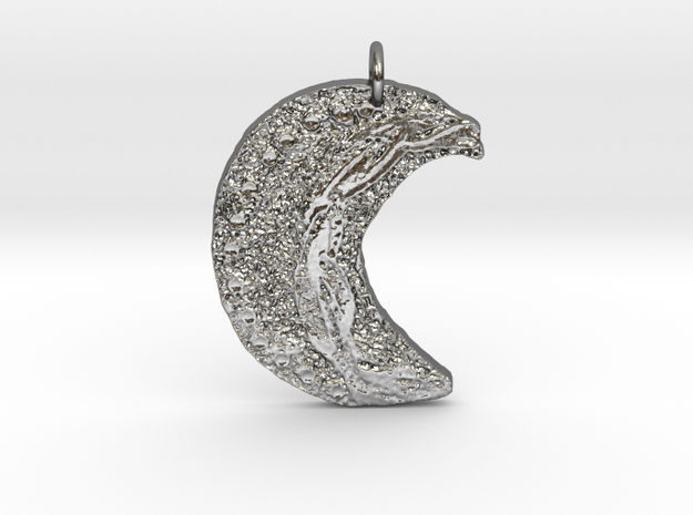 Crescent Moon Goddess Art Deco by Gabrielle in Polished Silver