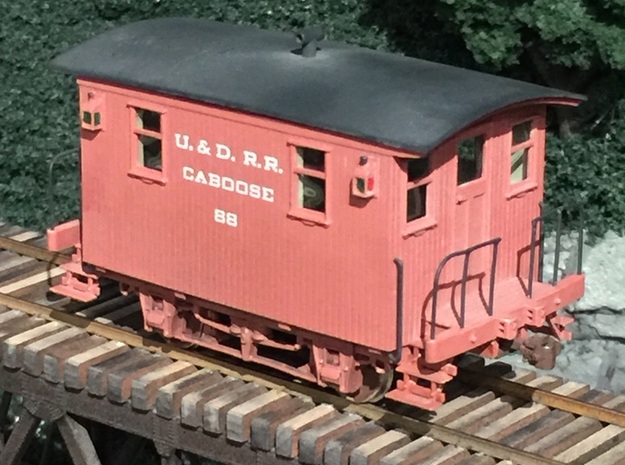 Caboose 4 Wheel Ulster and Delaware S Scale 1/64 in Smooth Fine Detail Plastic