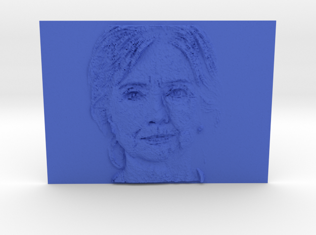 Embosssed Image Of Hillary Clinton's Face in Blue Processed Versatile Plastic