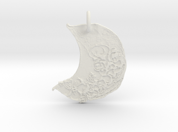 Floral Waxing Crescent Moon by Gabrielle in White Natural Versatile Plastic